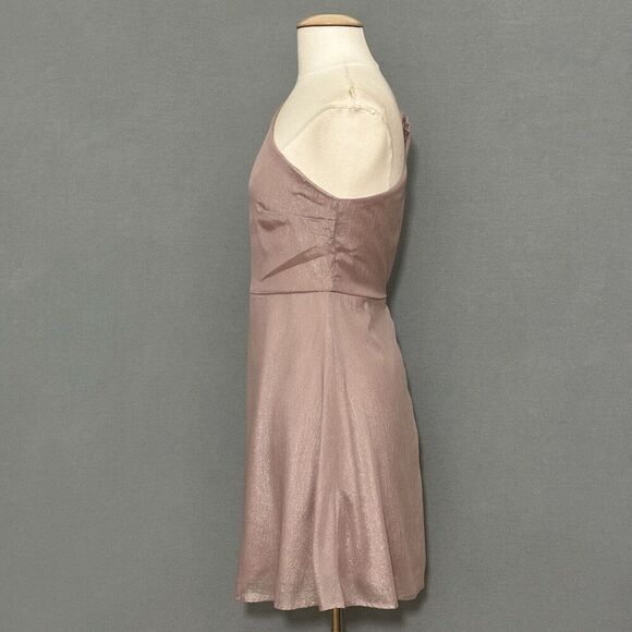 Andree‎ by Unit Womens Dress L Dusty Lavender Chiffon One Shoulder Mini Fairy - Picture 4 of 14